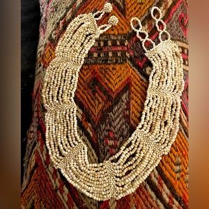 Cream/White seed bead collar necklace